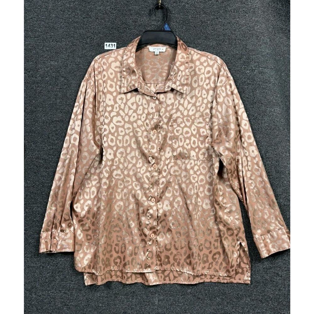 Umgee Leopard Print Blouse in Tan and Cream